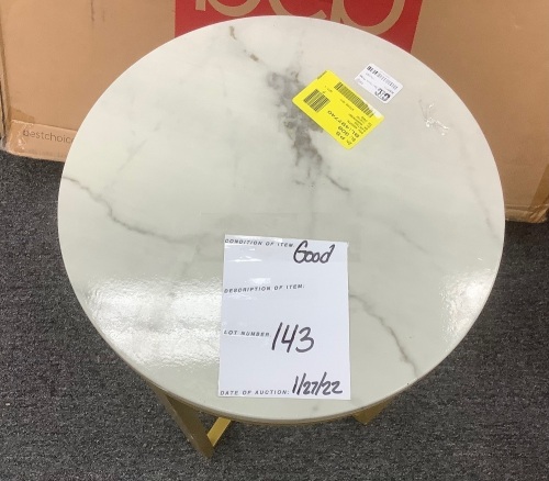 Round Coffee Table w/ Faux Marble Top, Metal Frame - Lot 143