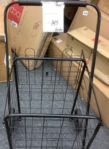 Folding Steel Grocery Cart w/ Double Basket, Swivel Wheels, 220lb Cap - Lot 145