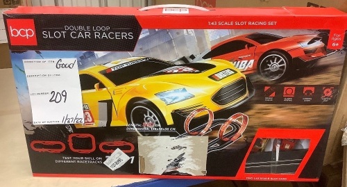 Electric Slot Car Race Track Set Kids Toy w/ 2 Cars, 2 Controllers, Customizable Courses, 360 Loops - Lot 209