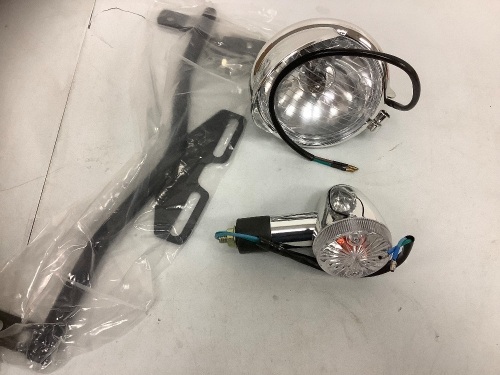Motorcycle Headlights w/ Mounting Bracket, Unknown Specs, E-Commerce Return - Lot 547
