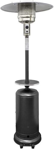 Hiland 48,000 BTU Propane Patio Heater w/Wheels and Table, Hammered Silver - Lot 18