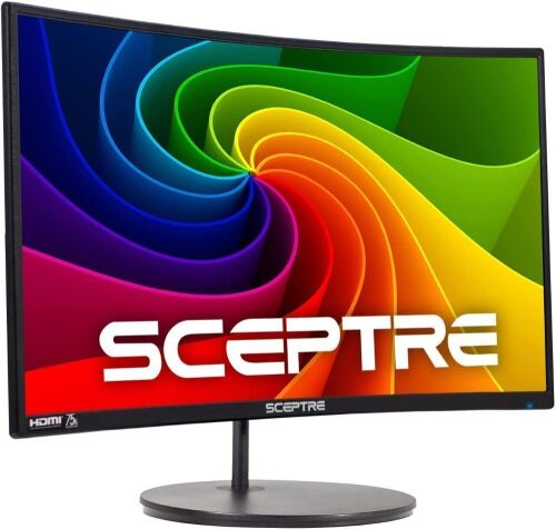 Sceptre 24" Curved 75Hz Gaming LED Monitor Full HD 1080P HDMI VGA Speakers, VESA Wall Mount Ready  - Lot 26