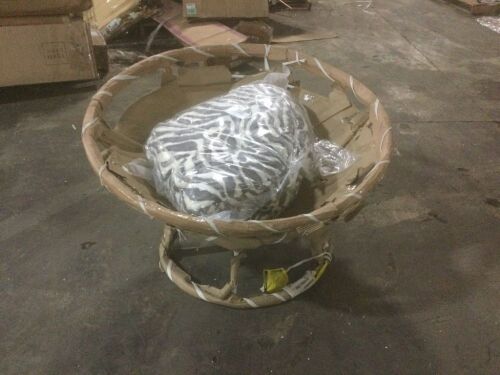 White Papasan Chair with Zebra Print Cushion - Lot 30