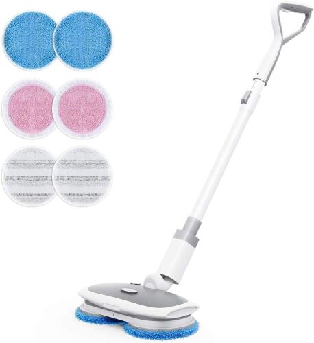 MARK LIVE Electric Cordless Spin Mop Polisher with LED Headlight and Replaceable Cloth, Up to 50 Mins Floor Cleaner with 300ml Water Tank  - Lot 32