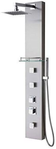 Luxier SP21-SS Stainless Steel Rainfall Shower Panel Rain Massage System Thermostatic Faucet with Jets & Hand Shower - Lot 34