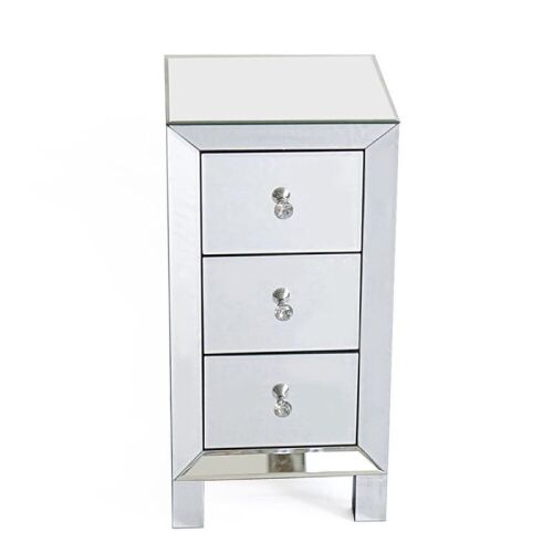 Mirrored Glass 3-Drawer Nightstand Bedside Table  - Lot 93