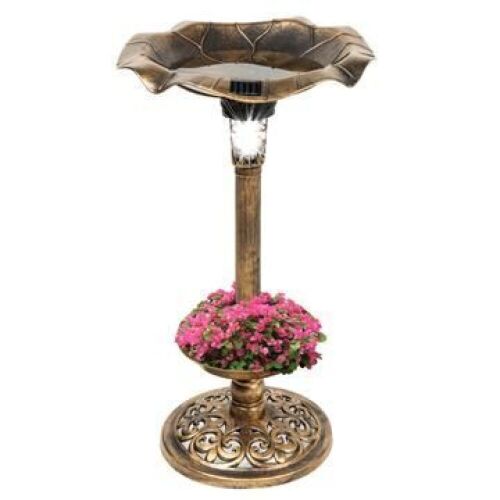 Solar Lighted Bird Bath w/ Planter - Lot 139