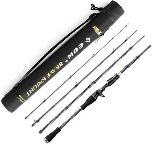 EOW Travel Fishing Rod, 4 Piece Real 24T Carbon Fiber Fishing Pole with Case - Lot 142