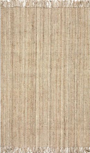 nuLOOM Hand Woven Chunky Natural Jute Farmhouse Area Rug, 6' x 9', Natural - Lot 151