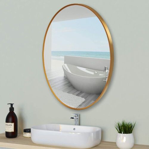 Deby Wall Mounted Copper Oval Mirror with Brushed Metal Frame, 24 x 36 inch - Lot 307