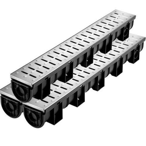 VEVOR Trench Channel Drain System with Metal Grate, 5.8" x 5.2" x 39", 3 Pack - Lot 316