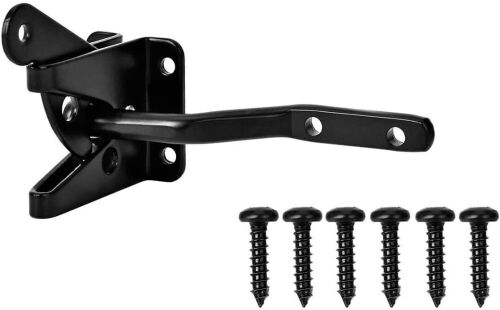 Lot of (50) Self-Locking Post Mount Automatic Gravity Lever Wood Fence Gate Latches with Fasteners, 4.7 Inch, Black Finish - Lot 324