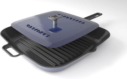 Marquette Castings Enameled Grill Pan with Press  - Lot 335