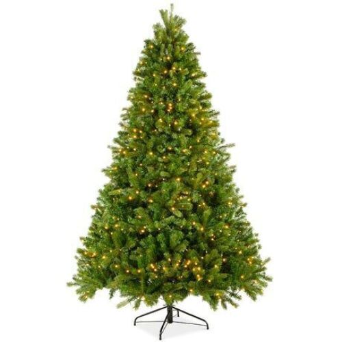 7.5' Pre-Lit Realistic Douglas Fir Christmas Tree w/ 8 Light Sequences, Base - Lot 421