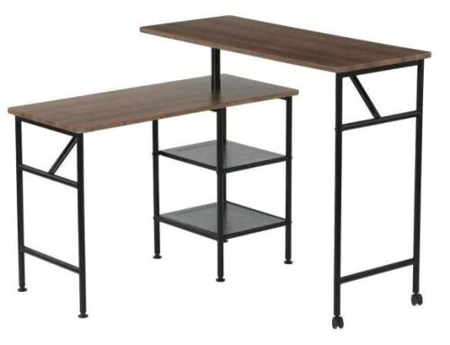 Tribesigns Lantz 47" L-Shaped Rotating Corner Desk with Storage Shelves - Lot 576