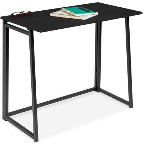 Folding Drop Leaf Office Desk w/ Wood Table Top, Back Shelf - 31.5in - Lot 606