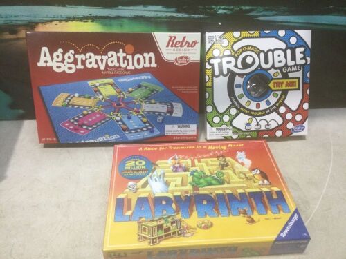 Lot of (3) Board Games - Aggravation, Trouble & Labyrinth - Lot 610