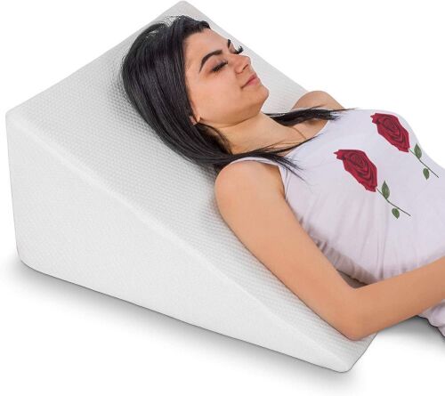 Abco Bed Wedge Pillow with Memory Foam Top, Washable Cover - 12in - Lot 618