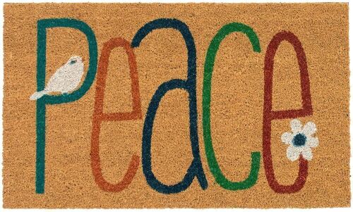 Liora Manne Peace Sign Natural Outdoor Welcome Coir Door Mat, 2 ft x 3 ft - Lot 832