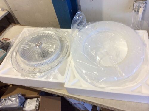 Modern LED Dimmable Ceiling Fan Light with Remotre Control, Semi Flush Mount - Light Cover is Cracked - Lot 925