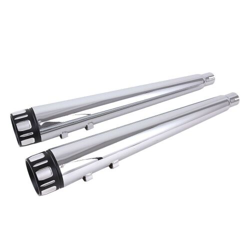 Chrome 4" Megaphone Slip-On Mufflers Exhaust Pipes For 95-16 Harley Touring - Lot 937