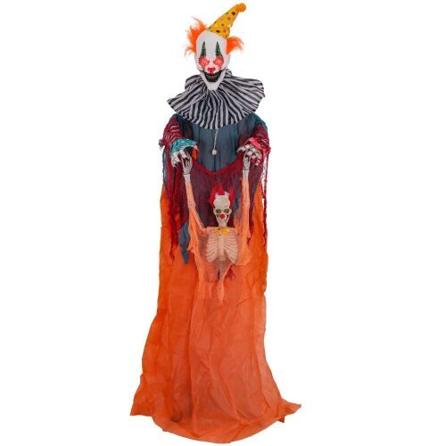 Halloween Haunters Animated Standing 6' Zombie Circus Clown Prop with Moving Head & Arms - Lot 1038