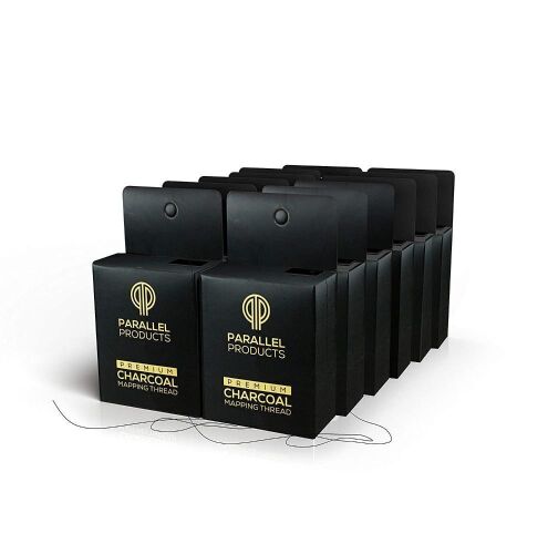 Parallel Products The Studio Pack Premium Eyebrow Mapping String for Microblading, Pre-Inked, 1 mm Fine, Bamboo Charcoal Thread, 48' per Box, 12 Pack - Lot 1196