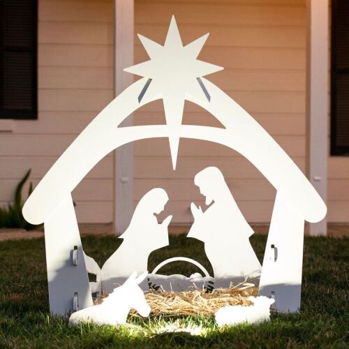 Christmas Nativity Scene Yard Decoration w/ Water Resistant PVC - 4ft - Lot 1343a