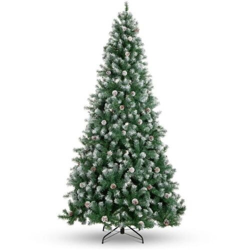 Pre-Decorated Christmas Tree w/ Pine Cones, Flocked Branch Tips - 6ft - Lot 1376
