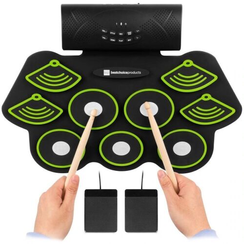 Electronic Drum Set, Portable Roll-Up Pad w/ Built-In Speakers, Drumsticks - Lot 1426