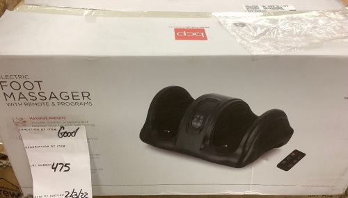 Therapeutic Foot Massager w/ High Intensity Rollers, Remote, 3 Modes - Lot 475