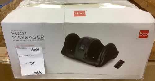 Therapeutic Foot Massager w/ High Intensity Rollers, Remote, 3 Modes - Lot 511