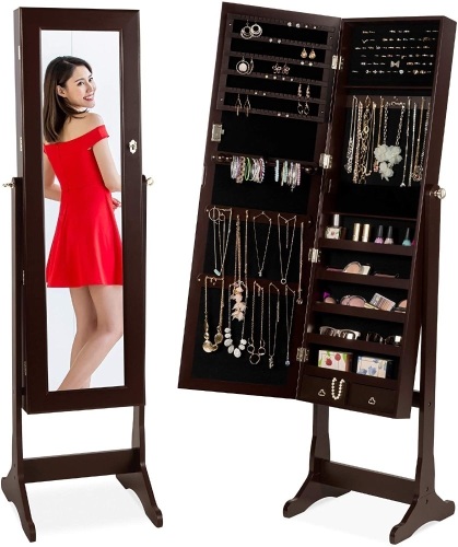 Full Length Standing Jewelry Mirror Armoire w/ Velvet Interior - Lot 653