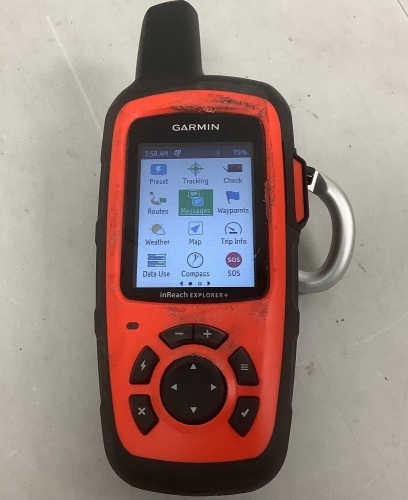 Garmin inReach Explorer+, Handheld Satellite Communicator, Used/E-Commerce Return, Missing USB Cord, Powers Up - Lot 358