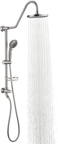 Shower System with 8" Rain Shower Head, 5-Function Shower Head with Handheld, Adjustable Slide Bar, 59" Stainless Steel Hose, Brushed Nickel  - Lot 144
