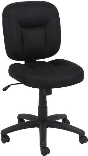Amazon Basics Upholstered, Low-Back, Adjustable, Swivel Office Desk Chair, Black - Lot 367