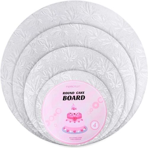 Lot of (12) Hemoton Reusable Embossed Foil Wrapped Cake Boards, 12" 10" 8" 6"  - Lot 418