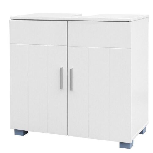 Double Door Pedestal Under Sink Bathroom Vanity Cabinet with Shelves, Free Standing,White - Lot 422