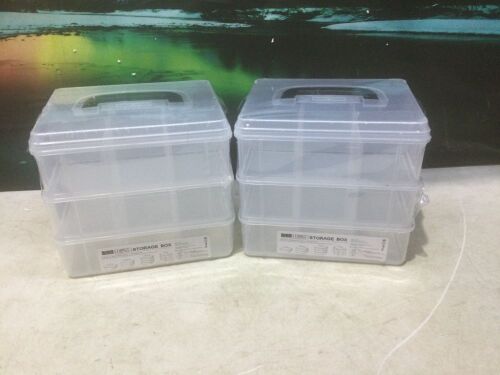 Lot of (2) Bins & Things Clear Stackable Storage Containers  - Lot 541