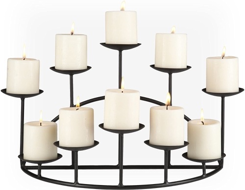 SEI Furniture 10 Candle Wrought Iron Candelabra, Matte Black   - Lot 573