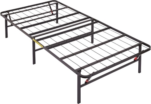 Foldable 14" Black Metal Platform Bed Frame with Tool-Free Assembly, No Box Spring Needed, Twin   - Lot 593