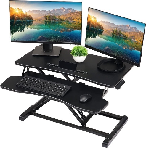 TechOrbits 37 Inch MDF Wood Adjustable Sit to Stand Up Desk Riser - Lot 610