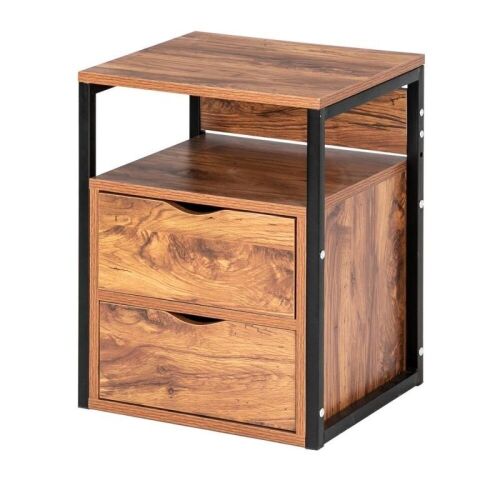 Lot of (2) Modern Rectangular Wood Nightstand with 2 Drawers - Lot 611