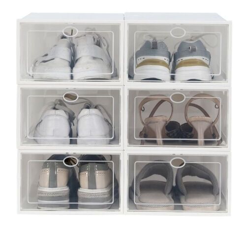 Lot of (2) Clear Plastic Stackable Shoe Storage Boxes, 24 pcs  - Lot 690