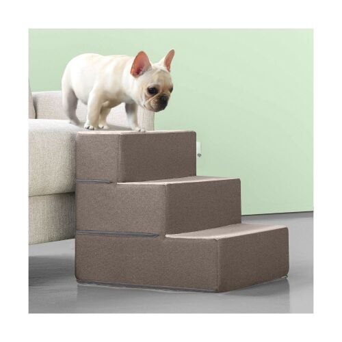 Zinus 3 Step Easy Pet Stairs, Medium, Sand - Lot 856