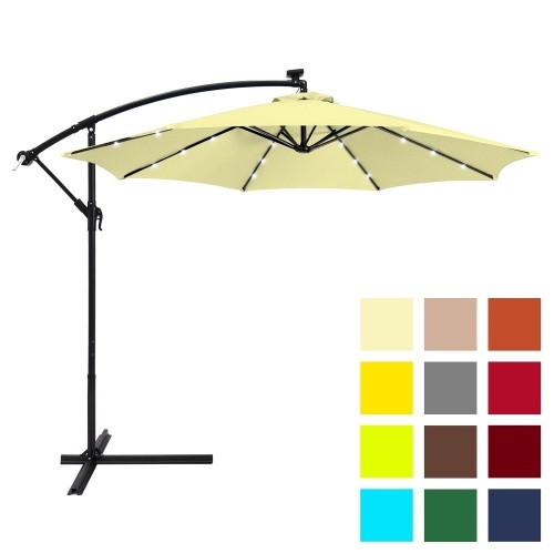 10' Solar LED Offset Patio Umbrella  - Lot 926