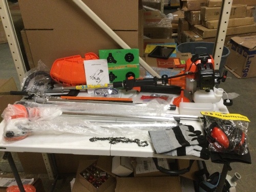52cc Multi Function 5 in 1 Garden Tool - Brush Cutter, Grass Trimmer, Chainsaw, Hedge Trimmer & More. Appears New - Lot 64