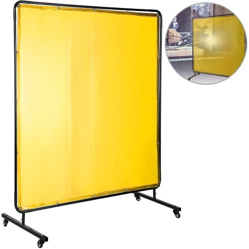 Welding Curtain Welding Screens 6' X 6' Flame Retardant Vinyl With Frame Yellow. Appears New - Lot 100