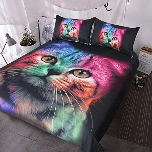 Blesslivibg Queen Size 3-Piece Cat Pattern Duvet Cover Set. Appears New - Lot 144