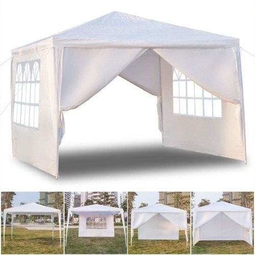 Goujxcy, 10' x 10' Outdoor Gazebo Canopy Tent w/  4 Removable Sidewalls & Windows, White. Appears New.  - Lot 221